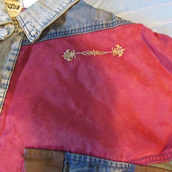 Mens Vtg Major Damage 90s Retro Denim Color Block Button Up Shirt Sz 4 / XXL - Picture 3 of 7